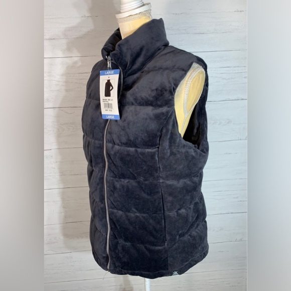 ZEROXPOSUR Dark Gray Large juniors Full Zip Soft Velour Vest Front Pockets NEW - Picture 2 of 12